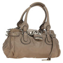 Chloe Paddington Hand Bag Leather Beige Silver Auth 187855V-1