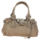 Chloe Paddington Hand Bag Leather Beige Silver Auth 187855V-13