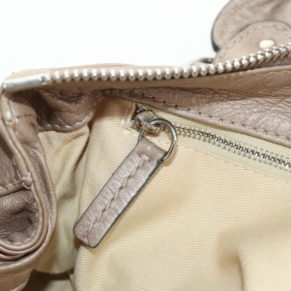 Chloe Paddington Hand Bag Leather Beige Silver Auth 187855V