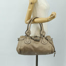 Chloe Paddington Hand Bag Leather Beige Silver Auth 187855V-25