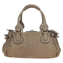 Chloe Paddington Hand Bag Leather Beige Silver Auth 187855V-2