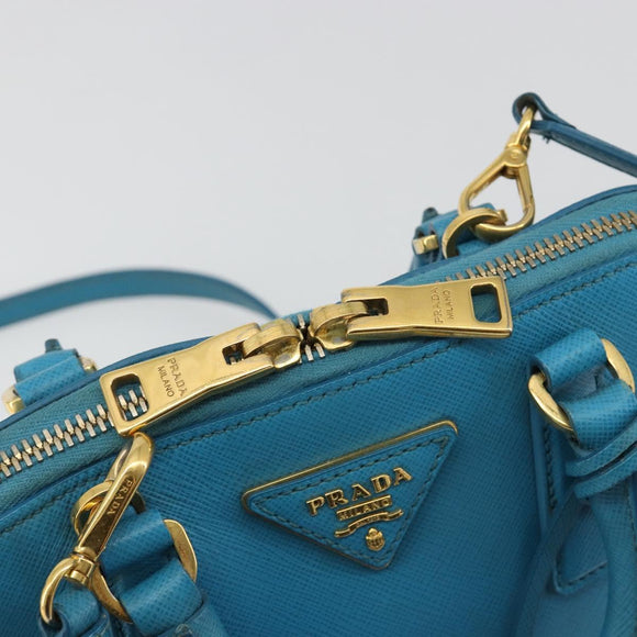 PRADA Handtas Saffiano leer 2-weg Lichtblauw Auth 187856A