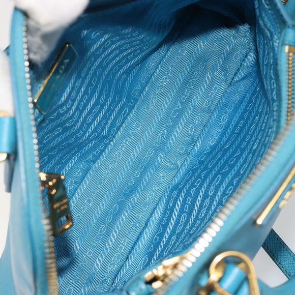 PRADA Handtas Saffiano leer 2-weg Lichtblauw Auth 187856A