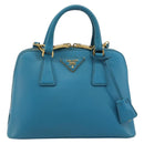 PRADA Handtas Saffiano leer 2-weg Lichtblauw Auth 187856A-13