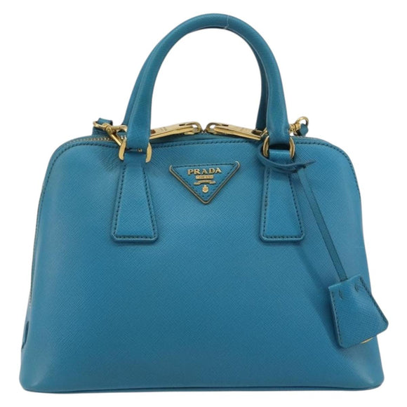 PRADA Handtas Saffiano leer 2-weg Lichtblauw Auth 187856A