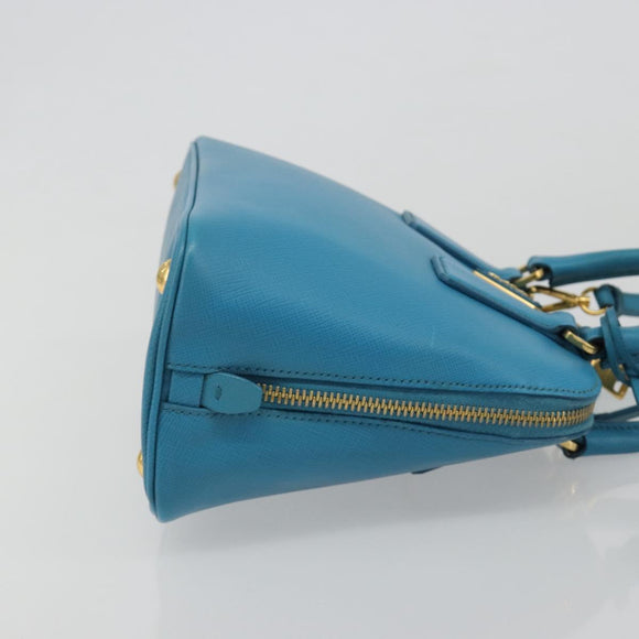 PRADA Handtas Saffiano leer 2-weg Lichtblauw Auth 187856A