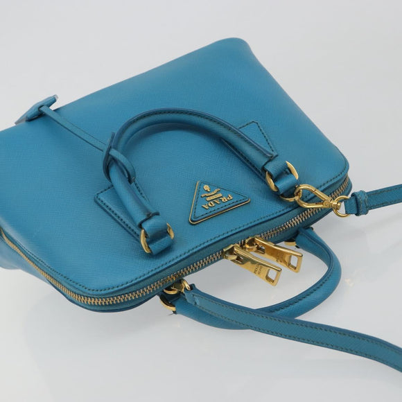 PRADA Handtas Saffiano leer 2-weg Lichtblauw Auth 187856A