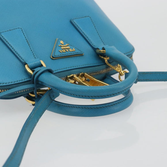 PRADA Handtas Saffiano leer 2-weg Lichtblauw Auth 187856A