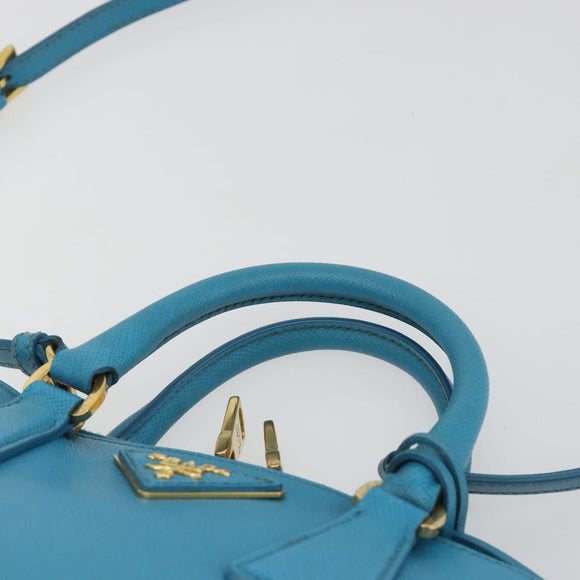 PRADA Handtas Saffiano leer 2-weg Lichtblauw Auth 187856A