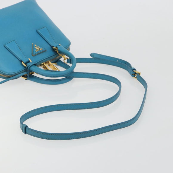 PRADA Handtas Saffiano leer 2-weg Lichtblauw Auth 187856A