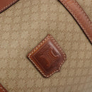 CELINE Macadam Canvas Boston Bag PVC Beige Gold Auth 187859-20