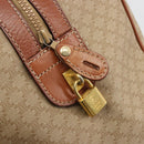 CELINE Macadam Canvas Boston Bag PVC Beige Gold Auth 187859-21