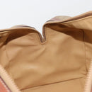 CELINE Macadam Canvas Boston Bag PVC Beige Gold Auth 187859-22