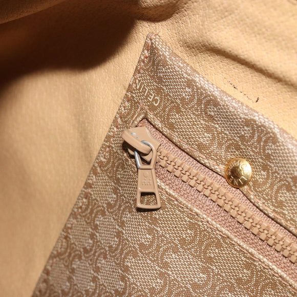 CELINE Macadam Canvas Boston Bag PVC Beige Gold Auth 187859
