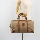 CELINE Macadam Canvas Boston Bag PVC Beige Gold Auth 187859-26