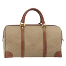 CELINE Macadam Canvas Boston Bag PVC Beige Gold Auth 187859-2