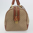 CELINE Macadam Canvas Boston Bag PVC Beige Gold Auth 187859-4