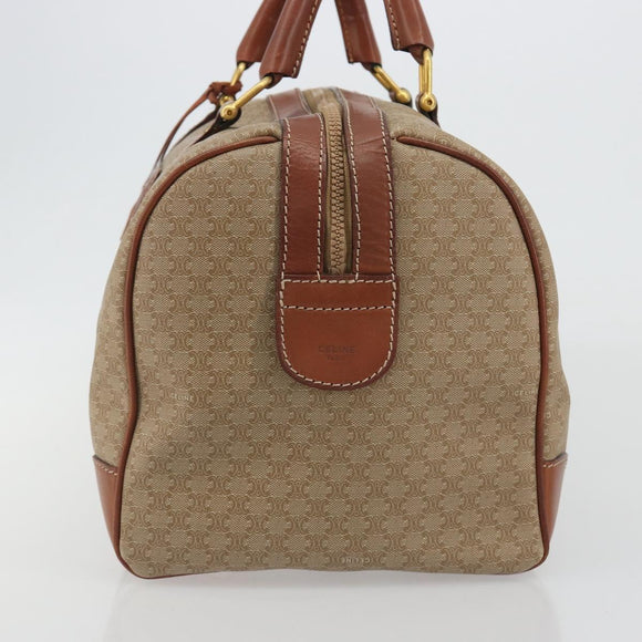 CELINE Macadam Canvas Boston Bag PVC Beige Gold Auth 187859