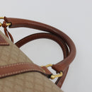 CELINE Macadam Canvas Boston Bag PVC Beige Gold Auth 187859-14