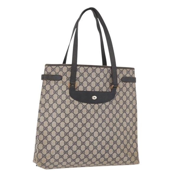 GUCCI GG Supreme Tote Bag PVC Navy Gold 39 02 061 Auth 187860