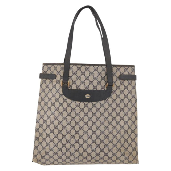 GUCCI GG Supreme Tote Bag PVC Navy Gold 39 02 061 Auth 187860