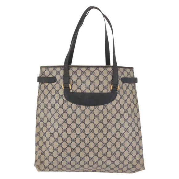 GUCCI GG Supreme Tote Bag PVC Navy Gold 39 02 061 Auth 187860