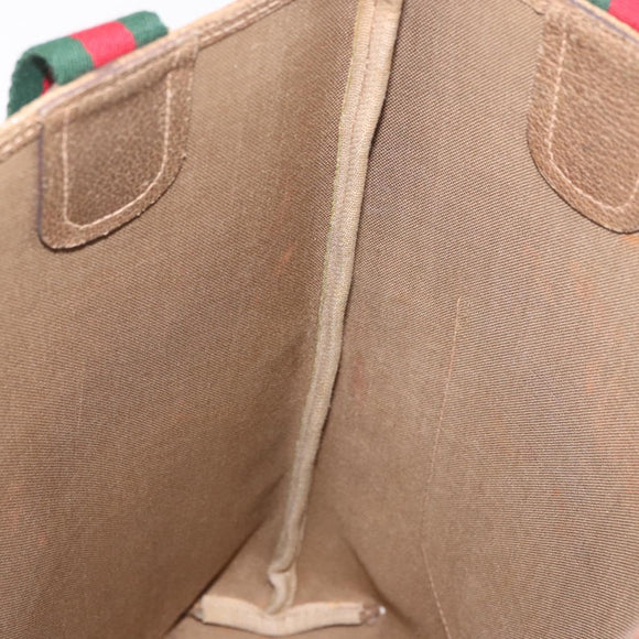 GUCCI GG Supreme Web Sherry Line Tote Bag PVC Beige 39 02 003 Auth 187861