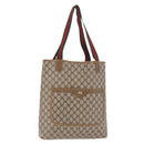 GUCCI GG Supreme Web Sherry Line Tote Bag PVC Beige 39 02 003 Auth 187861-1