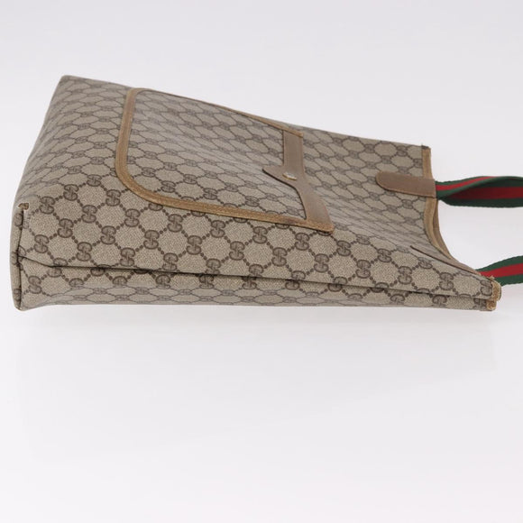 GUCCI GG Supreme Web Sherry Line Tote Bag PVC Beige 39 02 003 Auth 187861