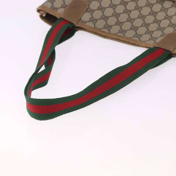 GUCCI GG Supreme Web Sherry Line Tote Bag PVC Beige 39 02 003 Auth 187861