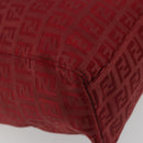 FENDI Zucchino Canvas Tote Bag Red Gold Auth 187865-15