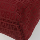 FENDI Zucchino Canvas Tote Bag Red Gold Auth 187865-16