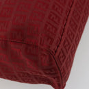 FENDI Zucchino Canvas Tote Bag Red Gold Auth 187865-17