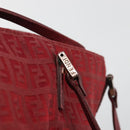 FENDI Zucchino Canvas Tote Bag Red Gold Auth 187865-10