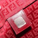 FENDI Zucchino Canvas Tote Bag Red Gold Auth 187865-18