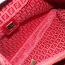 FENDI Zucchino Canvas Tote Bag Red Gold Auth 187865-11
