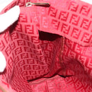 FENDI Zucchino Canvas Tote Bag Red Gold Auth 187865-20
