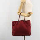 FENDI Zucchino Canvas Tote Bag Red Gold Auth 187865-24