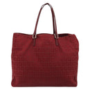 FENDI Zucchino Canvas Tote Bag Red Gold Auth 187865-2