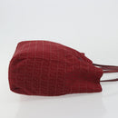 FENDI Zucchino Canvas Tote Bag Red Gold Auth 187865-3