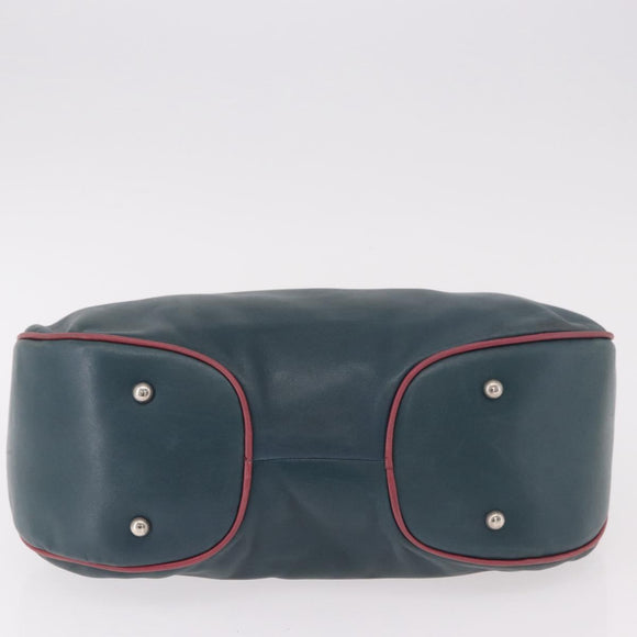 LOEWE Shoulder Bag Leather Green Silver Auth 187866A