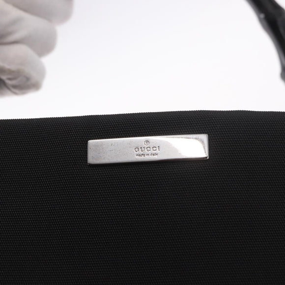 GUCCI Bamboo Tote Bag Canvas Black Silver 002 1016 Auth 187874