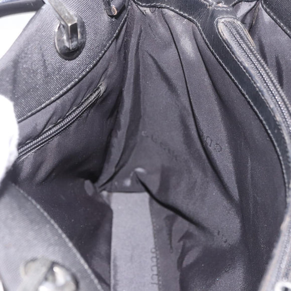 GUCCI Bamboo Tote Bag Canvas Black Silver 002 1016 Auth 187874