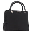 GUCCI Bamboo Tote Bag Canvas Black Silver 002 1016 Auth 187874-1