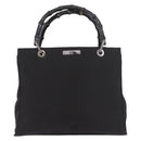 GUCCI Bamboo Tote Bag Canvas Black Silver 002 1016 Auth 187874-13