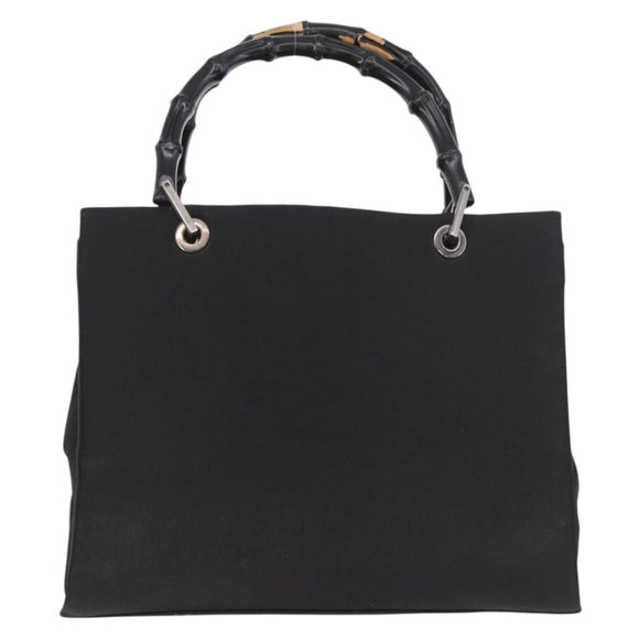 GUCCI Bamboo Tote Bag Canvas Black Silver 002 1016 Auth 187874