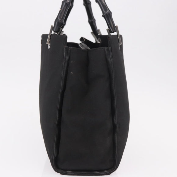 GUCCI Bamboo Tote Bag Canvas Black Silver 002 1016 Auth 187874