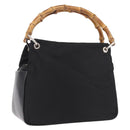 GUCCI Bamboo Tote Bag Canvas Black Silver 000 1014 0575 Auth 187875A-1