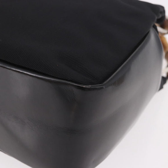 GUCCI Bamboo Tote Bag Canvas Black Silver 000 1014 0575 Auth 187875A