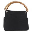 GUCCI Bamboo Tote Bag Canvas Black Silver 000 1014 0575 Auth 187875A-13